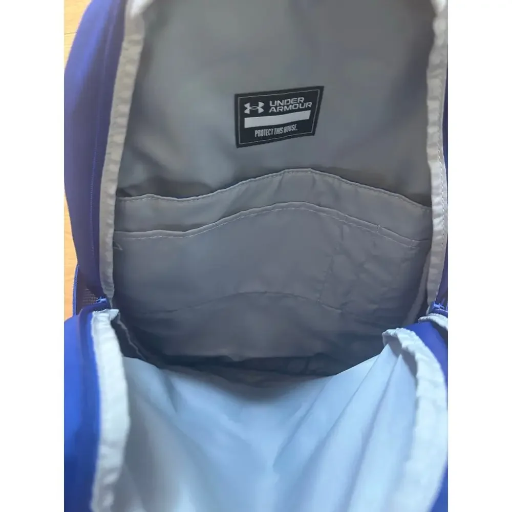 Royal Blue Under Armour Hustle 6.0 Backpack White Logo